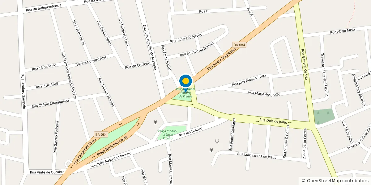 Mapa da localização da LB Elétrica e Automação Residencial, na Praça Manoel Teixeira de Freitas, em Conceição do Jacuípe
