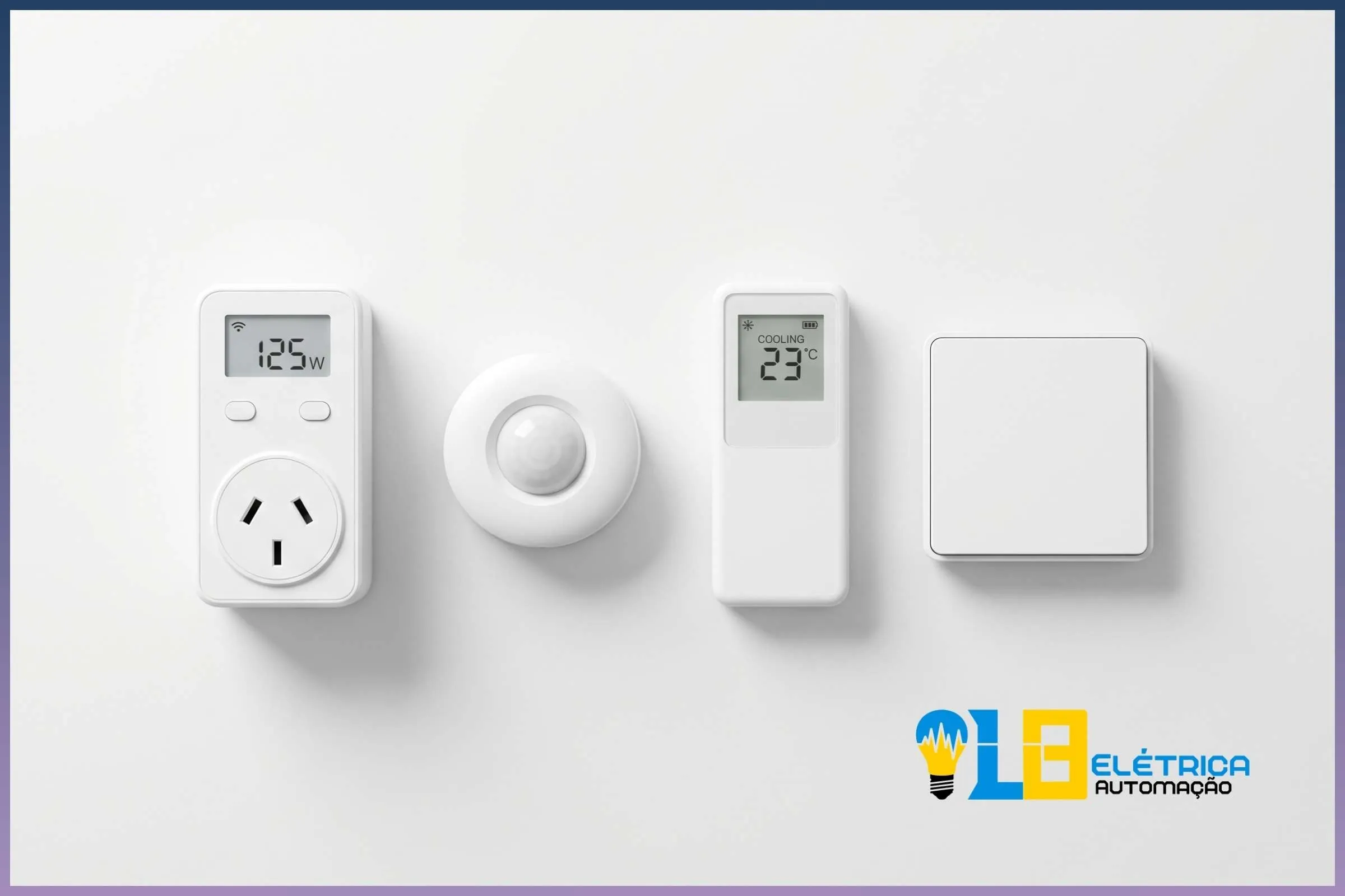Dispositivos de automação residencial para economia de energia Quatro dispositivos de automação residencial para economizar energia: tomada inteligente, sensor de presença, controlador de AC e interruptor smart