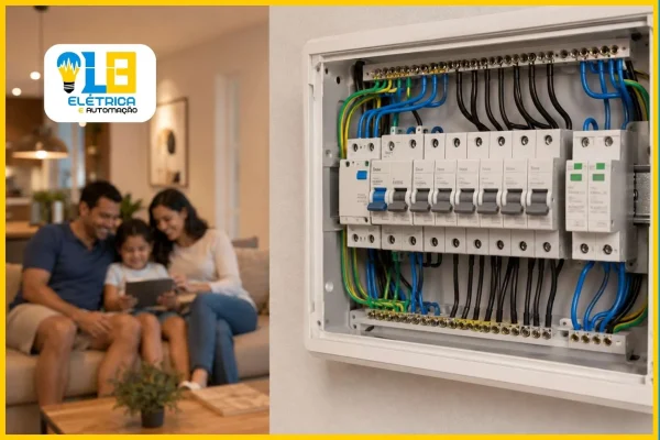 Quadro de distribuição revisado durante manutenção elétrica