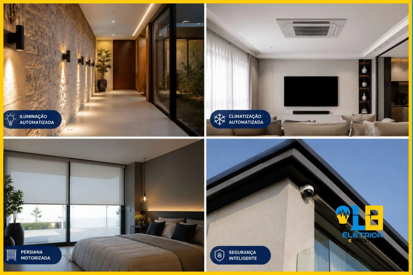 Ambientes que Podem Ser Automatizados em uma Residência ambientes automatizados em casa inteligente incluindo iluminação climatização e segurança