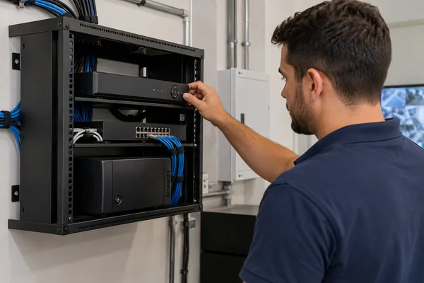 Rack com gravador e nobreak